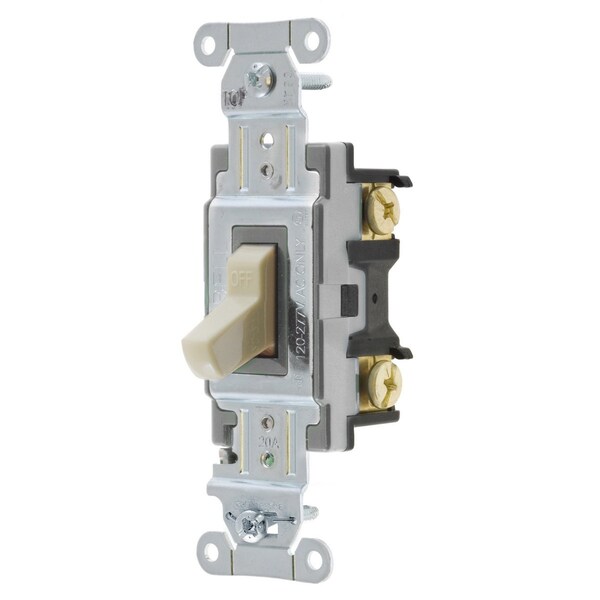 Bryant Toggle Switch, General Purpose AC, Double Pole, 20A 120/277V AC, Back and Side Wired, Ivory CSB220BI - main